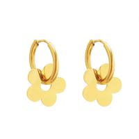 Titanium Steel  Earring Flower plated fashion jewelry & for woman Sold By Pair