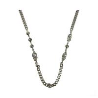 Титановые стали ожерелье, титан, с Морской опал & цинковый сплав, с 6cm наполнитель цепи, плакирован серебром, ювелирные изделия моды & Женский, серебряный, длина:45.2 см, продается PC