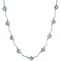 Titanium Steel Necklace with Sea Opal & Zinc Alloy with 6cm extender chain silver color plated fashion jewelry & for woman Length 41 cm Sold By PC