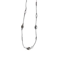 Messing Halskette, mit Glasperlen & Verkupferter Kunststoff, mit Verlängerungskettchen von 5cm, silberfarben plattiert, Modeschmuck & für Frau, frei von Nickel, Blei & Kadmium, Länge:43.5 cm, verkauft von PC