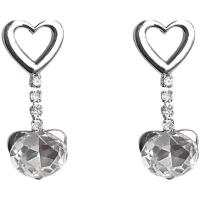 Zinc Alloy Drop Earrings with Glass Rhinestone Heart silver color plated fashion jewelry & for woman silver color nickel lead & cadmium free Sold By Pair