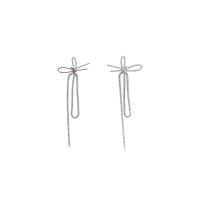 Rhinestone Earring Zinc Alloy Bowknot silver color plated fashion jewelry & for woman & with rhinestone silver color nickel lead & cadmium free Sold By Pair