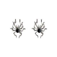 Zinc Alloy Stud Earring with Glass Rhinestone Spider silver color plated fashion jewelry & for woman silver color nickel lead & cadmium free Sold By Pair