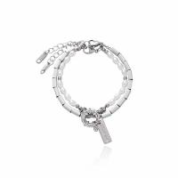 Plastic Bracelet, Brass, with Plastic Pearl, with 3.5cm extender chain, silver color plated, 2 pieces & fashion jewelry & for couple, silver color, nickel, lead & cadmium free, Length:17.5 cm, Sold By Set