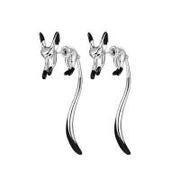 Tibetan Style Drop Earrings, Fox, silver color plated, fashion jewelry & for woman & enamel, nickel, lead & cadmium free, 47x10mm, Sold By Pair
