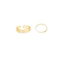 Brass Finger Ring gold color plated 2 pieces & adjustable & for woman & enamel nickel lead & cadmium free US Ring Sold By Set