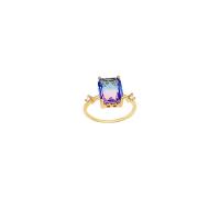Circón cúbico anillo de latón, metal, Patrón Geométrico, chapado en color dorado, para mujer & con circonia cúbica, tamaño:8, Vendido por UD