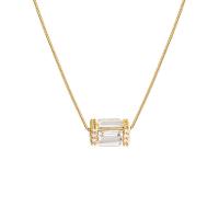 Cubic Zircon Micro Pave Brass Necklace, with 1.97inch extender chain, Geometrical Pattern, real gold plated, Korean style & micro pave cubic zirconia & for woman, 8mm, Length:Approx 16.3 Inch, Sold By PC