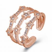 Kubieke Circonia Micro Pave Brass Ring, Messing, Ster, plated, verstelbaar & micro pave zirconia & voor vrouw, meer kleuren voor de keuze, Maat:6-8, Verkocht door PC