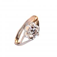 Rhinestone палец кольцо, Медно-никелевый сплав, Форма цветка, покрытый платиной, регулируемый & Женский & со стразами & отверстие, размер:6-8, продается PC