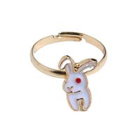 Tibetan Style Finger Ring, Rabbit, gold color plated, fashion jewelry & for woman & enamel, two different colored, 18mm, Sold By PC