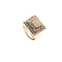 Rhinestone палец кольцо, цинковый сплав, Площади, плакирован золотом, ювелирные изделия моды & Женский & со стразами, два разных цвета, 18mm, продается PC