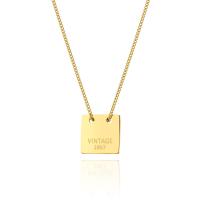 Titanium Steel Necklace, with 5cm extender chain,  Square, Vacuum Ion Plating, fashion jewelry & for woman, golden, 10x10mm, Length:43 cm, Sold By PC