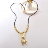 Zinklegierung Schmuck Halskette, mit Lederband, plattiert, Modeschmuck & für Frau, keine, frei von Nickel, Blei & Kadmium, 28x60mm, Länge:ca. 80 cm, verkauft von PC
