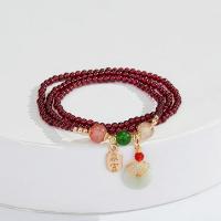 Natural Garnet Bracelet, Tibetan Style, with Crystal & Strawberry Quartz & Garnet, handmade, fashion jewelry & for woman, nickel, lead & cadmium free, 23x15mm, Length:Approx 53 cm, Sold By PC