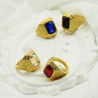 Cubic Zirconia nerezové prst prsten, 316L nerezové oceli, různé velikosti pro výběr & pro muže & se zirkony, více barev na výběr, 12mm, Prodáno By PC
