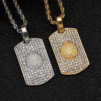 Stainless Steel Pendants, 316L Stainless Steel, Vacuum Ion Plating, fashion jewelry & Unisex & with rhinestone, more colors for choice, 24x40mm, Sold By PC