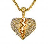 Coração de aço inoxidável pingentes, Aço inoxidável 316L, joias de moda & unissex & com strass, dourado, 29x27mm, vendido por PC