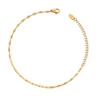Titanium Steel Bracelet & Bangle with 1.97inch extender chain gold color plated fashion jewelry & for woman golden 2.20mm Length Approx 5.9 Inch Sold By PC