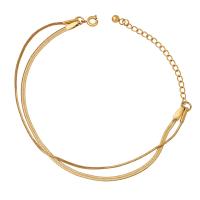 Titanium stål armbånd, med 1.97inch extender kæde, forgyldt, Dobbelt lag & mode smykker & for kvinde, flere farver til valg, 10mm,18mm, Længde Ca. 5.9 inch, Solgt af PC