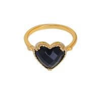 Brass Finger Ring with acrylic rhinestone Heart plated fashion jewelry & for woman nickel lead & cadmium free Sold By PC