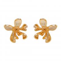 Brass Stud Earring, Flower, gold color plated, fashion jewelry & for woman, golden, nickel, lead & cadmium free, 30x31mm, Sold By Pair
