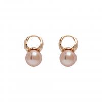 Brass Drop Earring with Plastic Pearl Round Plating champagne gold fashion jewelry & for woman nickel lead & cadmium free Sold By Pair