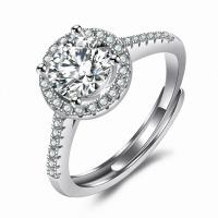 Anilo de dedo, metal, Esférico, chapado en platina real, ajustable & para mujer & con diamantes de imitación, tamaño:6-8, Vendido por UD