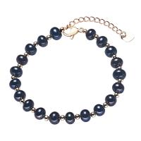 Freshwater Cultured Pearl Bracelet, Copper Alloy, with Freshwater Pearl, with 1.57 inch extender chain, 18K gold plated, for woman, more colors for choice, Length:Approx 6.3 Inch, 5PCs/Lot, Sold By Lot