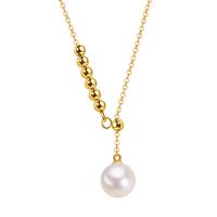 Natural Freshwater Pearl Necklace, with Thailand Sterling Silver, plated, for woman, more colors for choice, 7mm, Length:Approx 15.75 Inch, 5PCs/Lot, Sold By Lot