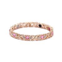 Rhinestone Bracelet Zinc Alloy Flower plated for woman & with rhinestone Length Approx 7.87 Inch Sold By Lot