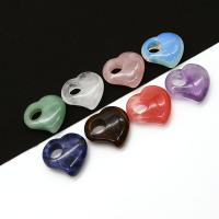 Gemstone Pendants Jewelry, Natural Stone, Heart, different materials for choice & Unisex, more colors for choice, 30mm, Sold By PC