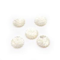 Natural Sea Shell Pärlor, Blomma, Sned, DIY, vit, 28mm, Säljs av PC