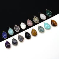 Gemstone Pendants Jewelry Natural Stone with Brass gold color plated & Unisex 21-35mm Sold By PC