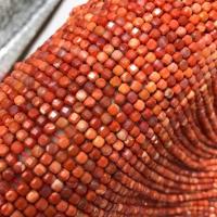 Agat perler, Yunnan Red Agate, Square, poleret, du kan DIY & facetteret, rød, 3.50mm, Solgt Per Ca. 38-40 cm Strand