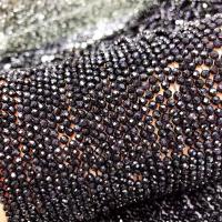 Goldstein Perlen, Goldsand, rund, poliert, DIY & facettierte, schwarz, 3mm, verkauft per ca. 38-40 cm Strang