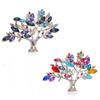 Rhinestone Brooch, Tibetan Style, Tree, silver color plated, for woman & with rhinestone, more colors for choice, nickel, lead & cadmium free, 60x45mm, Sold By PC