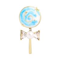 Enamel Brooch Zinc Alloy Lollipop gold color plated for woman & with rhinestone nickel lead & cadmium free Sold By PC