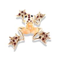 Rhinestone Brooch, Tibetan Style, Frog, gold color plated, Unisex & enamel & with rhinestone, more colors for choice, nickel, lead & cadmium free, 73x55mm, Sold By PC