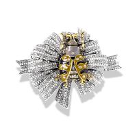 Rhinestone Brooch, Tibetan Style, Insect, plated, for woman & enamel & with rhinestone, nickel, lead & cadmium free, 77x60mm, Sold By PC