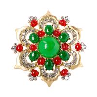Rhinestone Brooch Zinc Alloy with Lampwork Flower gold color plated Unisex & with rhinestone golden nickel lead & cadmium free Sold By PC