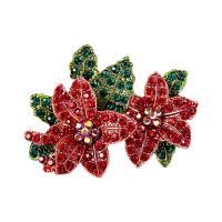 Rhinestone Brooch Zinc Alloy Flower gold color plated vintage & for woman & with rhinestone red nickel lead & cadmium free Sold By PC
