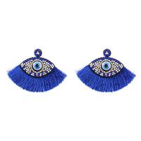 Evil Eye Earrings Cotton Cord with Resin Fan Bohemian style & evil eye pattern & for woman & with rhinestone nickel lead & cadmium free Sold By Pair