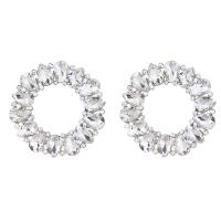 Rhinestone Earring Zinc Alloy Donut plated fashion jewelry & for woman & with rhinestone nickel lead & cadmium free Sold By Pair
