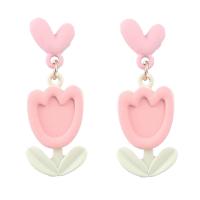 Zinc Alloy Drop Earrings Tulip painted fashion jewelry & for woman nickel lead & cadmium free Sold By Pair
