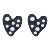 Zinc Alloy Stud Earring with Plastic Pearl Heart painted fashion jewelry & for woman nickel lead & cadmium free Sold By Pair