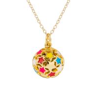 Brass Necklace, Round, gold color plated, fashion jewelry & for woman & enamel, more colors for choice, nickel, lead & cadmium free, 15x20mm, Length:46 cm, Sold By PC