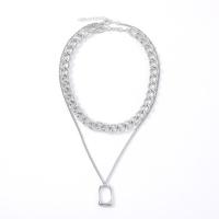Multi Layer Necklace Zinc Alloy with 1.97inch extender chain Geometrical Pattern plated Double Layer & wave chain & for woman & hollow Length Approx 17.7 Inch Sold By PC