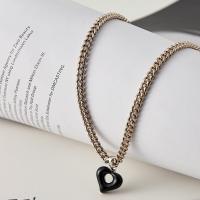Zinc Alloy Jewelry Necklace Heart plated for woman & enamel & hollow Length Approx 18 Inch Sold By PC