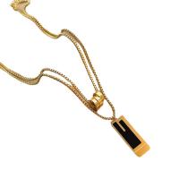 Titanstahl Halskette, mit Zinklegierung, mit Verlängerungskettchen von 1.97inch, Geometrisches Muster, plattiert, Doppelschicht & Kastenkette & für Frau, keine, Länge:ca. 15.7 ZollInch, ca. 19.7 ZollInch, verkauft von PC
